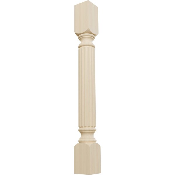 Ekena Millwork 3 3/4"W x 3 3/4"D x 35 1/2"H Raymond Reeded Cabinet Column, Rubberwood COL03X03X35RARW - main